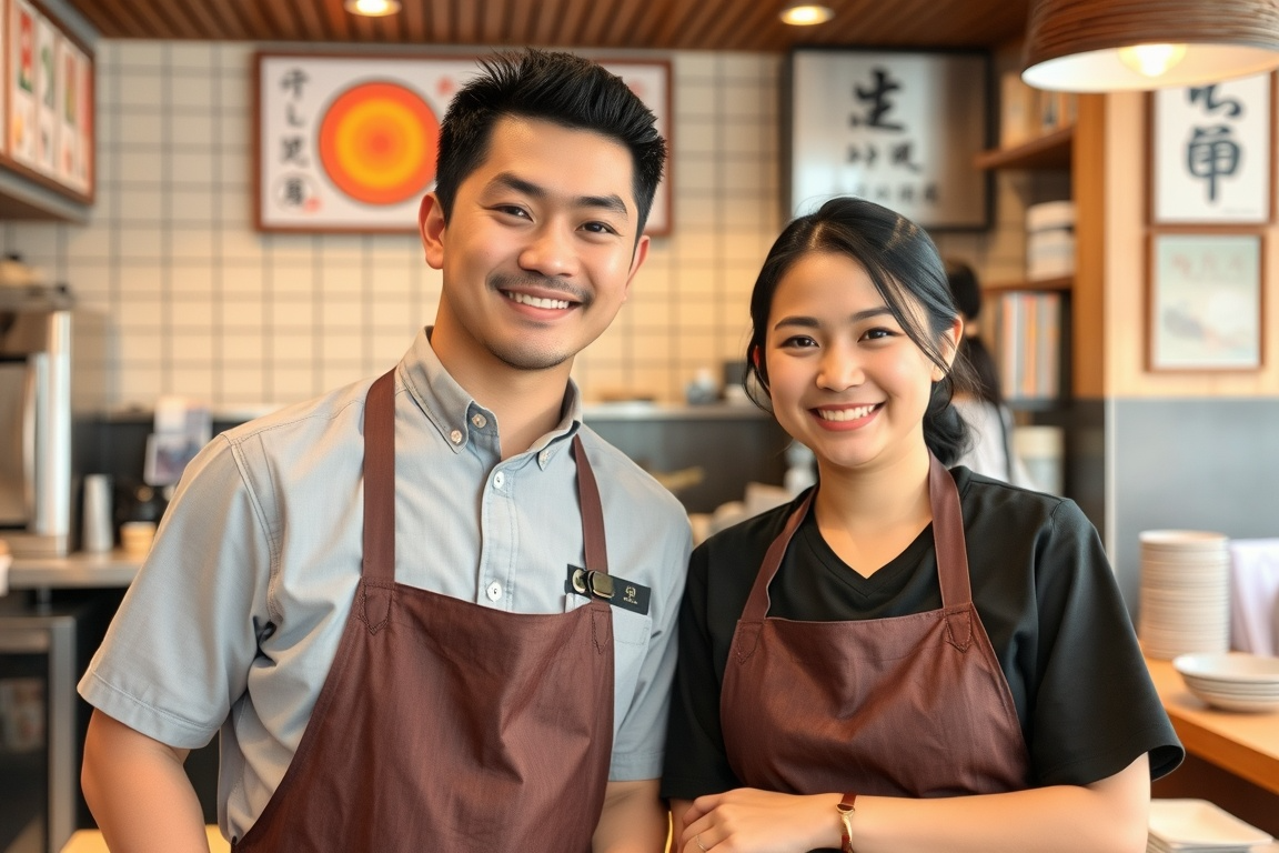 Happy restaurant staff working in Japan - Image 1
